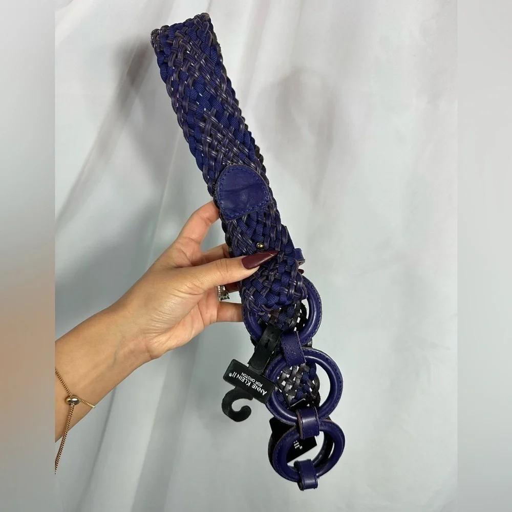 NWT anne klein II purple braided leather belt size L